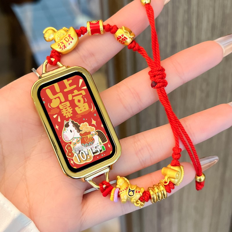 [马年本命年]适用华为手环10表带9新年红8编织7串珠拉绳nfc版6/6pro表链智能荣耀手环10代腕带运动3139y