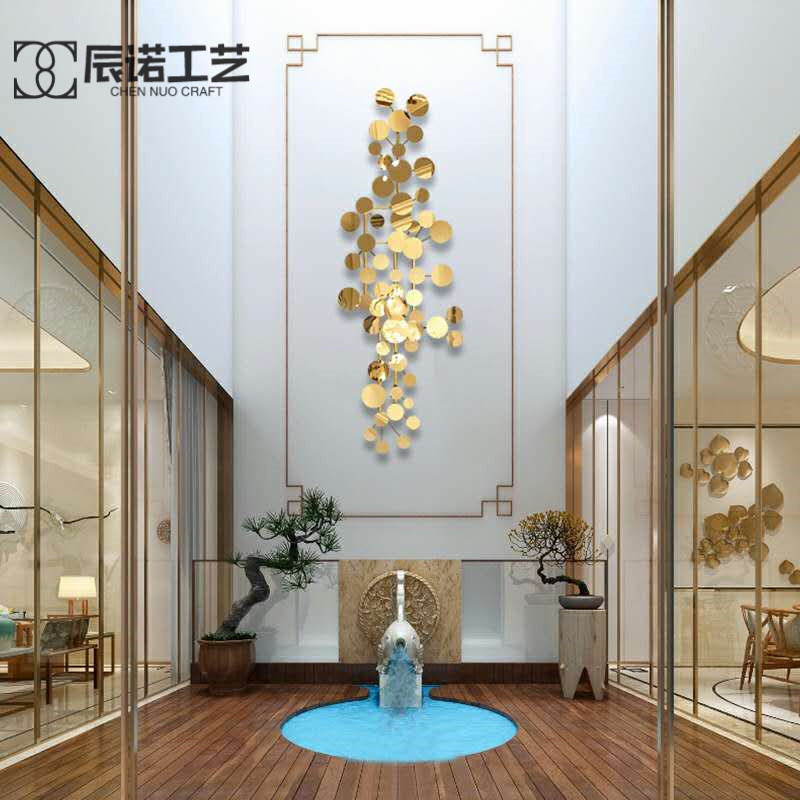 轻奢金属壁饰客厅沙发背景墙面装饰品卧室创意墙饰挂件样板房壁挂 三维工匠 160cm钛金色高清大图