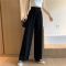 小个子150cm拖地阔腿裤女垂感夏季冰丝裤子2021新款矮个子夏薄款 黑色小个子款 建议150-157CM XL 建议体