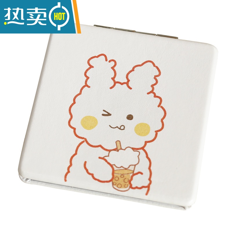 敬平网红ins小镜子女便携化妆镜随身携带折叠宿舍学生小号手持双面镜便携式用镜 落井小熊高清大图