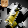 富光(FGA)玻璃杯双层大容量喝水杯子男女车载便携简约泡茶简 黑色500ml 均码