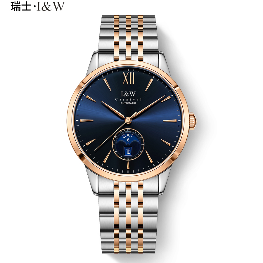 瑞士手表爱沃驰I&W CARNIVAL自动机械表男表进口机芯个性时尚防水简约男士轻奢气质商务腕表527G高清大图