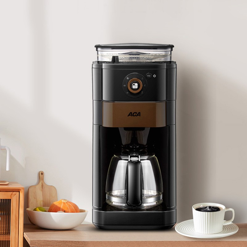 北美电器(aca)咖啡机家用豆粉两用多功能美式滴漏 ac-da075a 黑色
