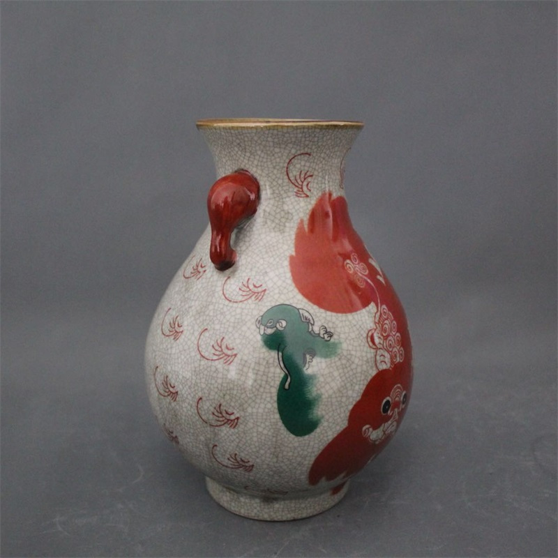 美帮汇景德镇仿古陶瓷乾隆粉彩太狮少保同福筒家居装饰摆件展柜收藏做旧高清大图