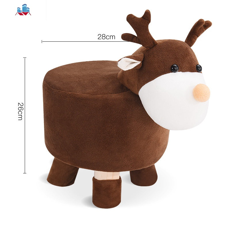 实木儿童卡通小凳子厅家用动物凳宝宝可爱毛绒换鞋矮凳创意板凳泰空仓