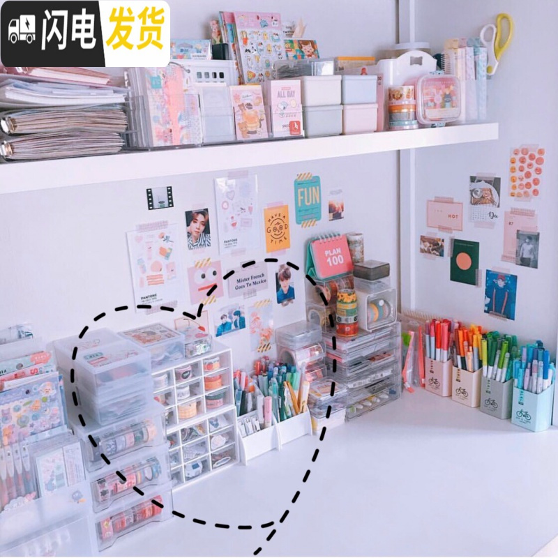 三维工匠*片片吖*简约9格迷你收纳盒桌面收纳抽屉式储物盒透明小首饰整理