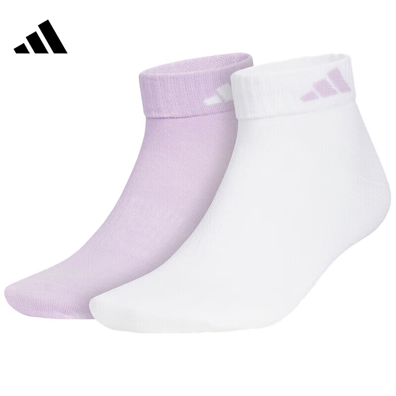 阿迪达斯 (adidas)男袜女袜 夏季新款透气舒适运动袜休闲百搭短筒袜两双装 KC1503 M-3942