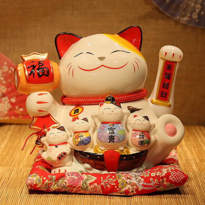摇手猫摆件 开业创意贺礼品自动招手店铺收银台家居摆件 三维工匠 十一寸金运福锤(摇手猫)猫高清大图