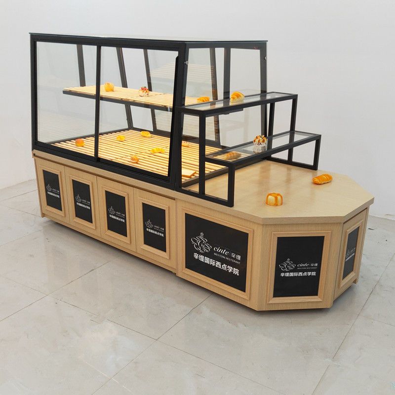 面包柜面包展示柜桃酥柜糕点柜中岛展示柜边柜玻璃商用实木饼干架