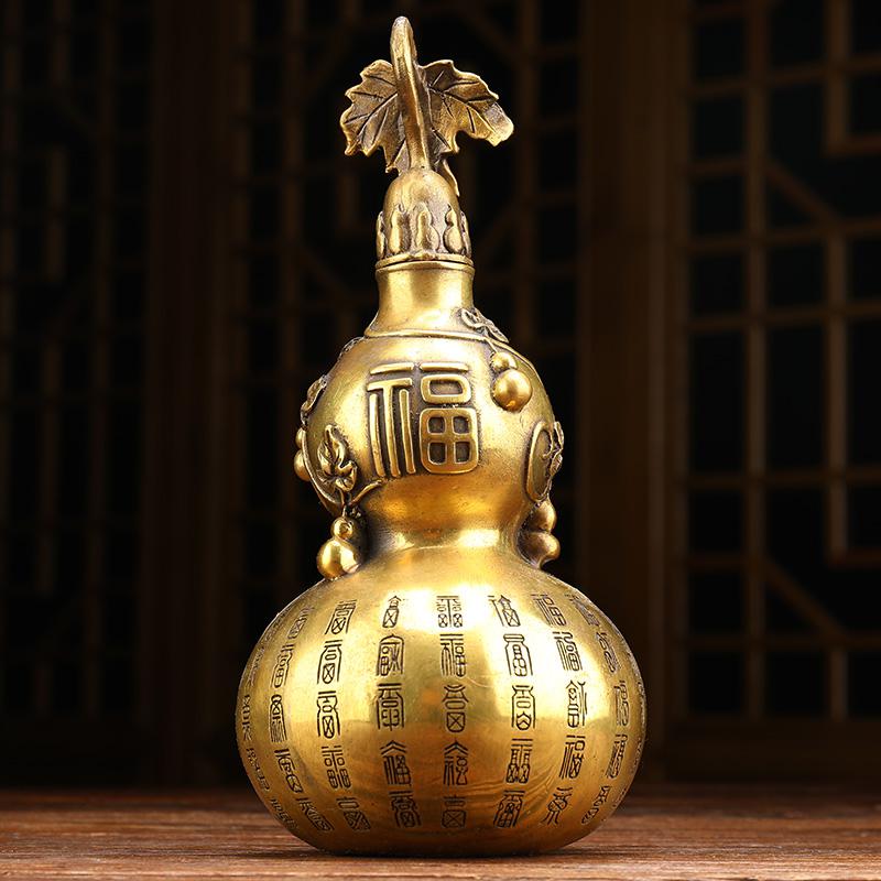 美帮汇百福葫芦摆件开盖铜葫芦铜客厅柜装饰品高清大图