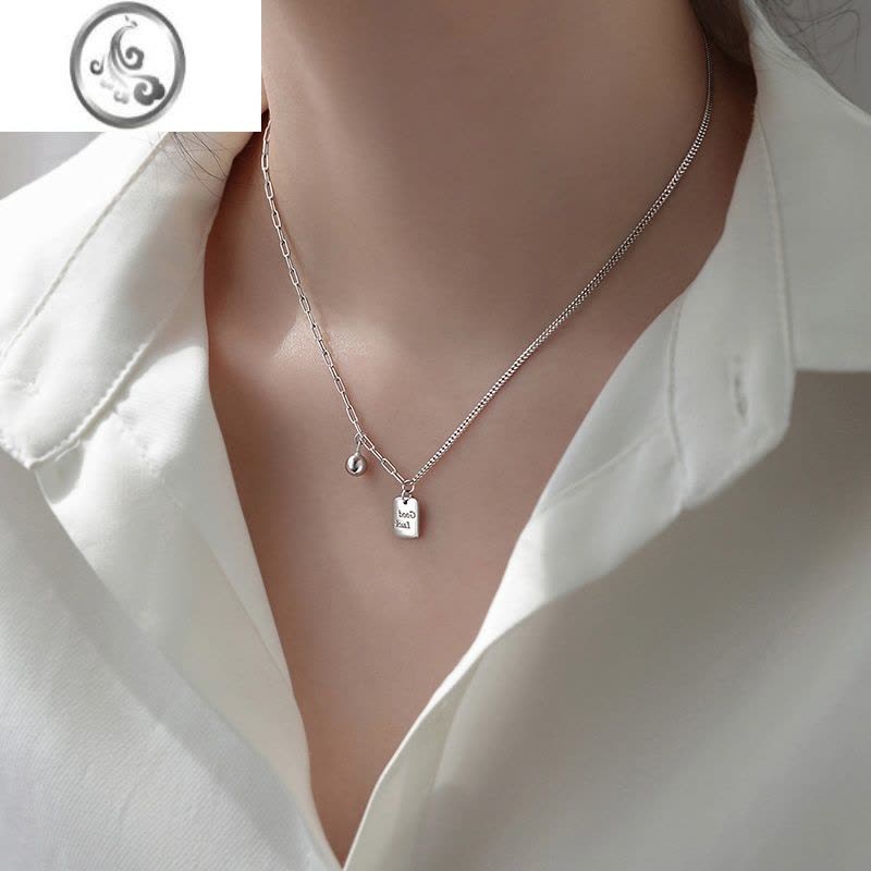 JiMi[巷南]925银银luck项链女2023新款轻奢高级设计感锁骨链夏图片