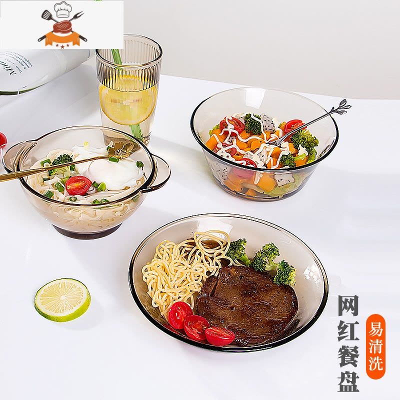 敬平玻璃平盘家用耐热菜盘ins风碟子茶色网红高级感水果盘子2021新款图片