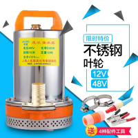高扬程12V24V48V直流潜水泵电瓶车水泵电动车船用水泵抽水机 不锈钢48V300W7米电缆送水管