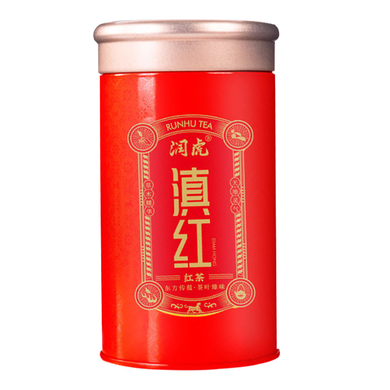 润虎茶叶滇红金针茶汤透亮色泽均匀香气袭人密封防潮铁罐装60g高清大图
