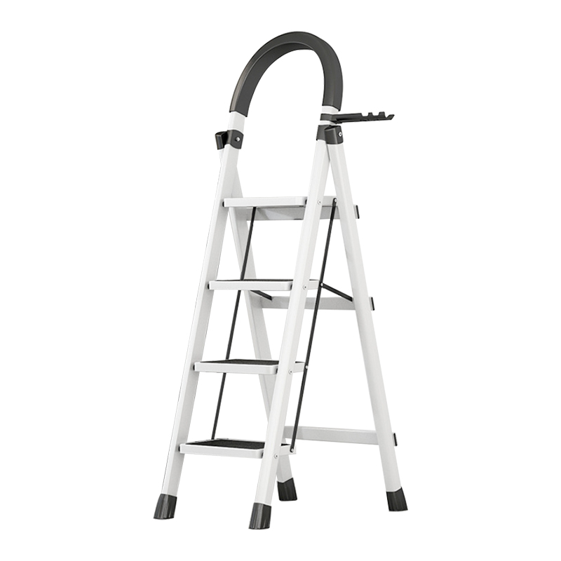臻远 ZY-T139多功能梯子家用折叠梯室内踏板楼梯 白色四步梯