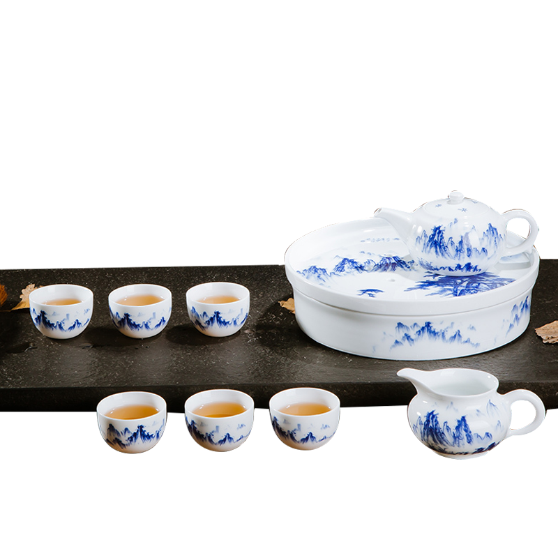 陶瓷功夫茶具套装特价景德镇青花茶具套装6人经典家用整套茶具