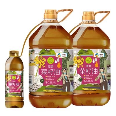 中粮初萃原香菜籽油5L+400ml *2 家庭组合装 物理压榨四川风味 绑赠小油