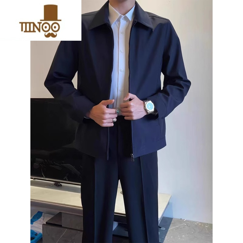 YANXU机关干部领导行政夹克男装商务青年公务员外套厅局风修身通勤衣服