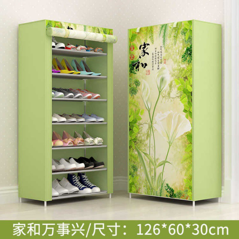 多层全景简易鞋柜鞋架防尘带布罩收纳鞋架多规格可自由拆装收纳柜 三维工匠高清大图