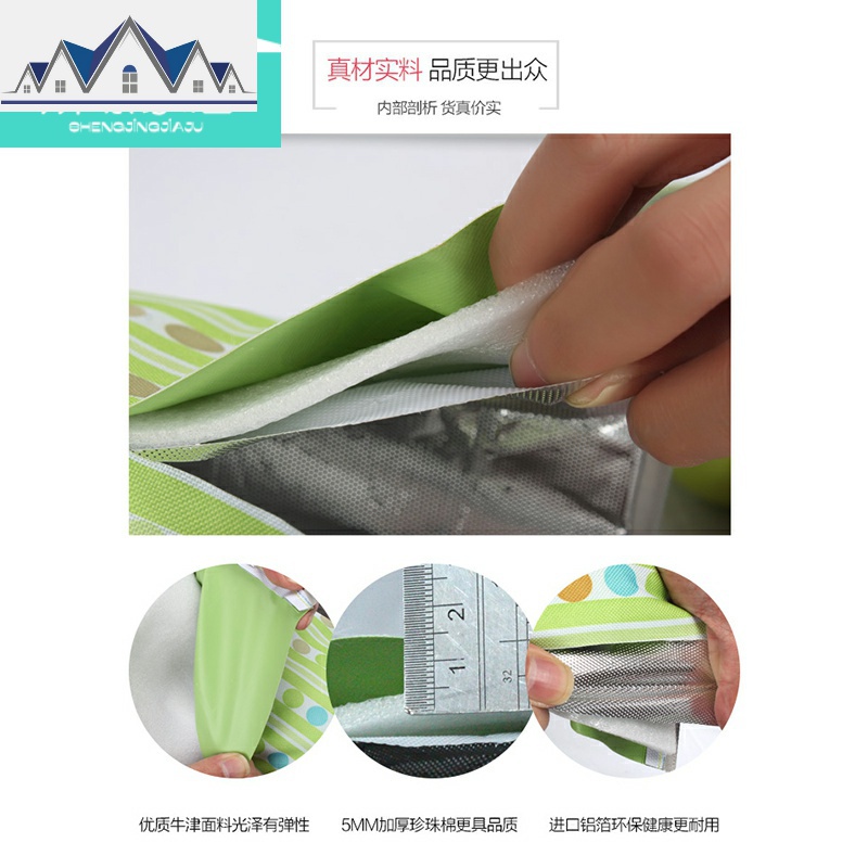 加厚圆形饭盒袋子兜套便当铝箔保温桶帆布手提带饭装碗隔热饭桶包 三维工匠收纳袋高清大图