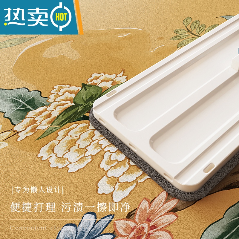 敬平中式花鸟皮革地垫防水防油免洗入户门地垫防滑垫家用进门垫高清大图