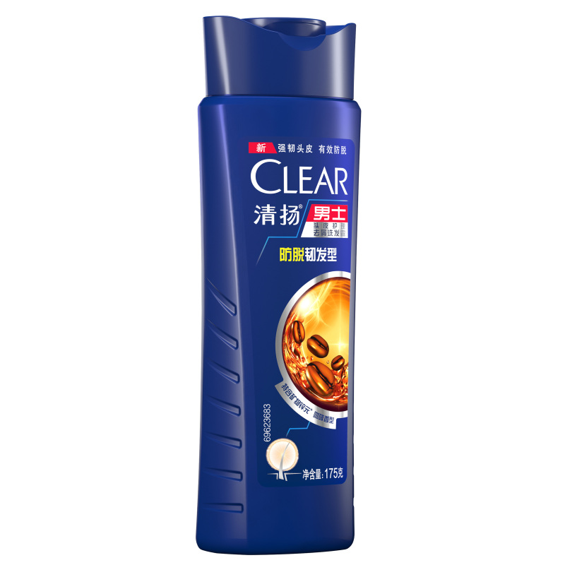 清扬(CLEAR)男士持证防脱去屑防脱韧发型控油劲能瓶洗发水175g 洗发露洗头膏C罗