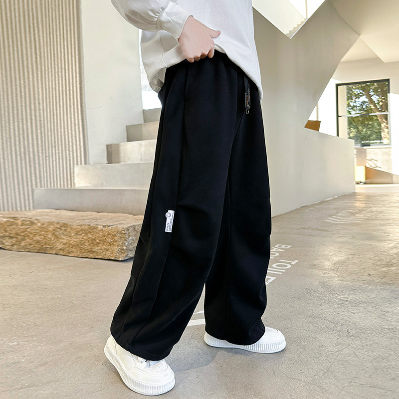 男童秋装裤子新款中大童秋季直筒阔腿男孩春秋款儿童针织卫裤