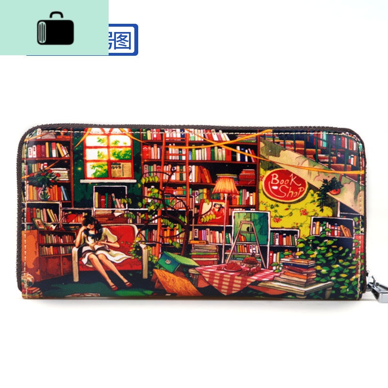 女韩版软皮手绘拉链手拎长款钱包潮酷卡通学生可爱钱夹时尚长皮夹NEW LAKE 长款（77号图）