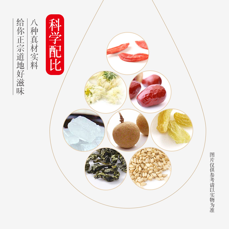 百瑞源宁夏特产三炮台花茶菊花红枣桂圆八宝茶盖碗茶三泡台