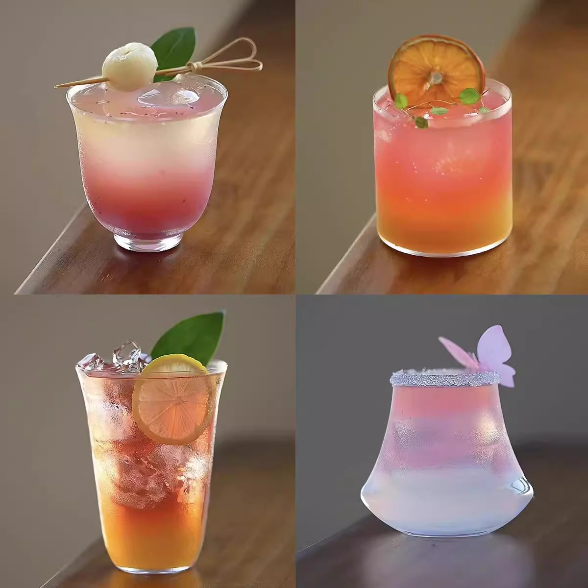 展艺(ART EXHIBITION) 简约超薄柯林杯长饮杯酒吧鸡尾酒饮品杯海波杯古典杯玻璃饮料杯子碟形杯[330ml]高清大图