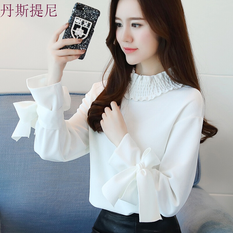 2018春秋冬装韩版百搭长袖女高领雪纺打底衫上衣服小衫潮