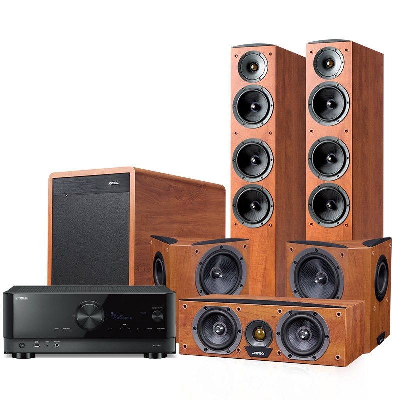 JAMO/尊宝 C607+C60CEN+C60SUR+SUB260+RX-V6A功放家庭影院音响5.1音箱套装 黑色