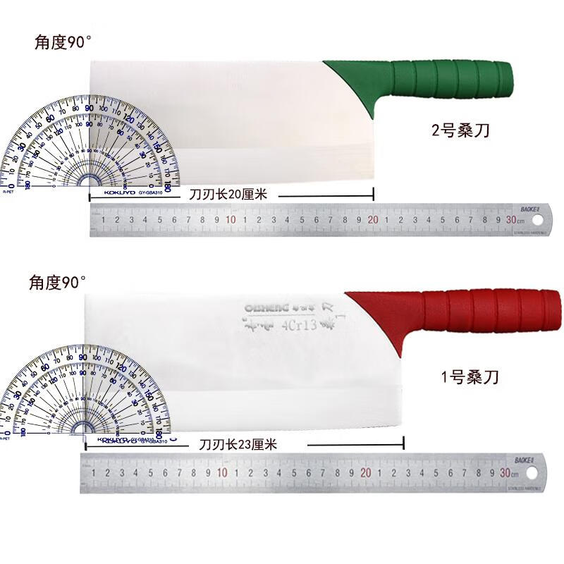 不锈钢分色菜刀厨师刀酒店学校厨房颜色分类刀具彩色柄菜刀柄高清大图