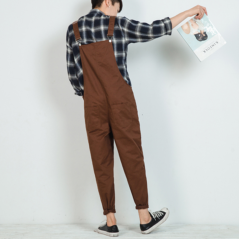 日系复古男士带连体裤哈伦潮流宽松背带裤学生青年表演韩版裤子