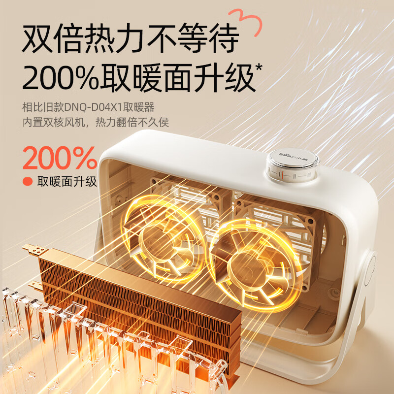 小熊(Bear)取暖器桌面暖风机家用电暖器轻音石墨烯速热电暖气取暖烤火炉台式电热三档调节速热DNQ-Q08D6高清大图