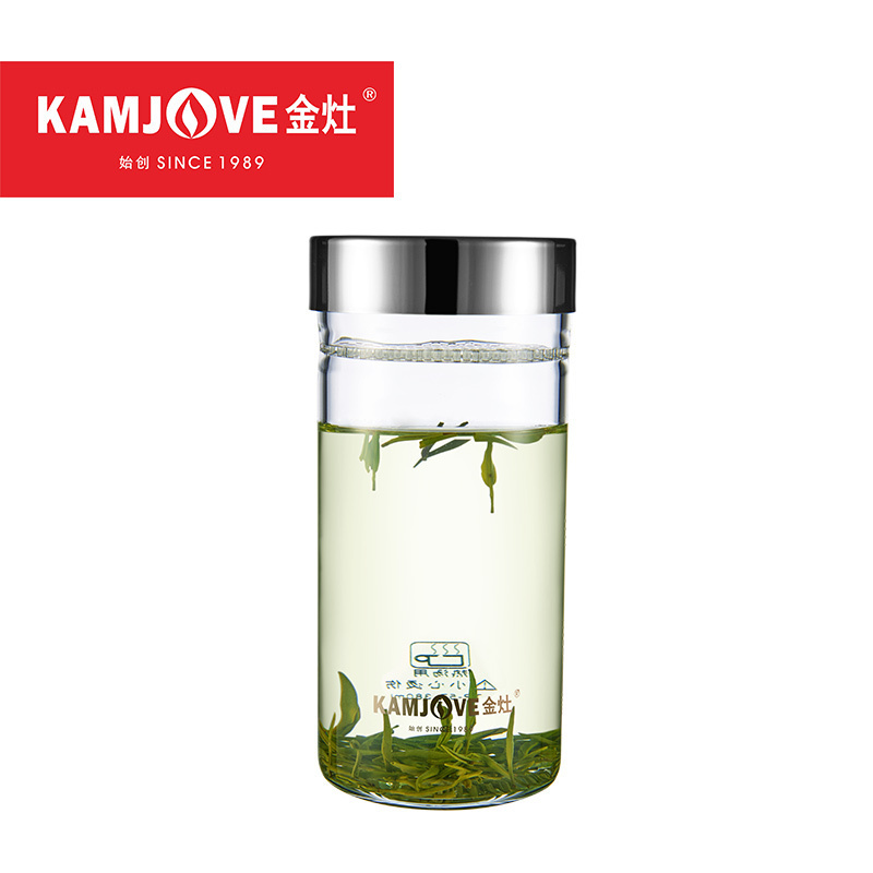 KAMJOVE/ 金灶 TP系列玻璃茶杯 月牙杯 带滤网办公室高硼硅杯耐热玻璃过滤泡茶杯绿茶龙井水杯茶具家用花茶杯个人杯