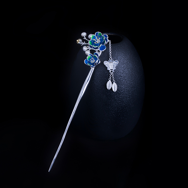 s925银流苏梅花珍珠发簪古风汉服头饰步摇钗子送女友生日520参数