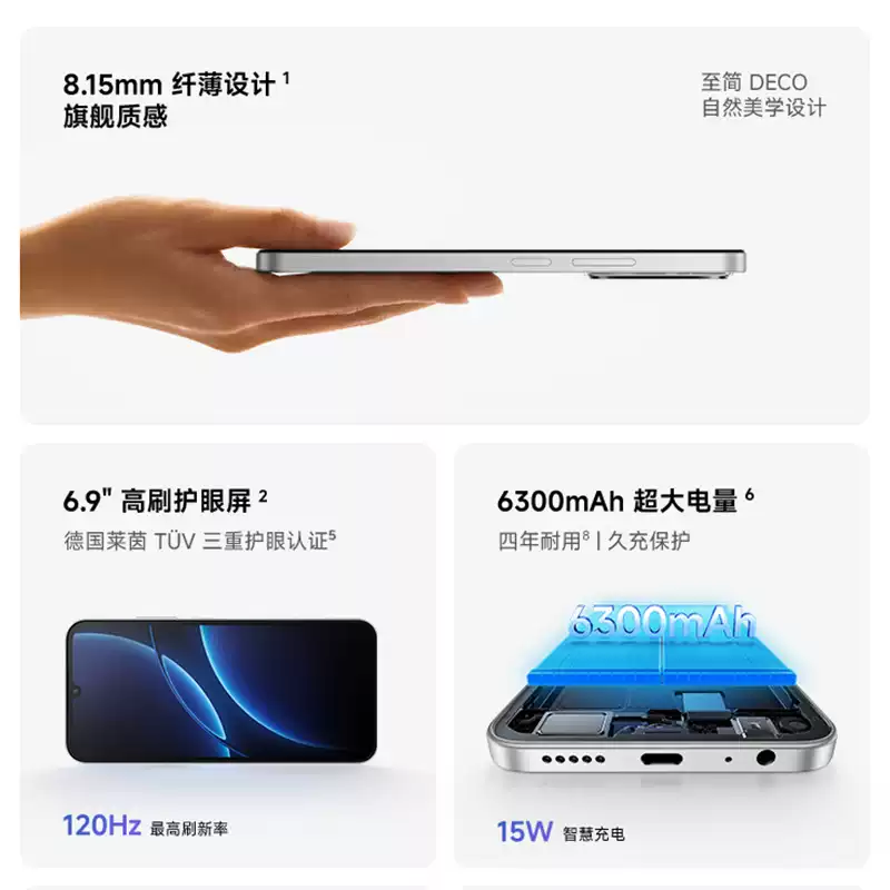 [全新]小米REDMI 17 冷雾蓝 4+128GB 八核芯 6300mAh大电池 双卡全网5G 15W充电手机高清大图