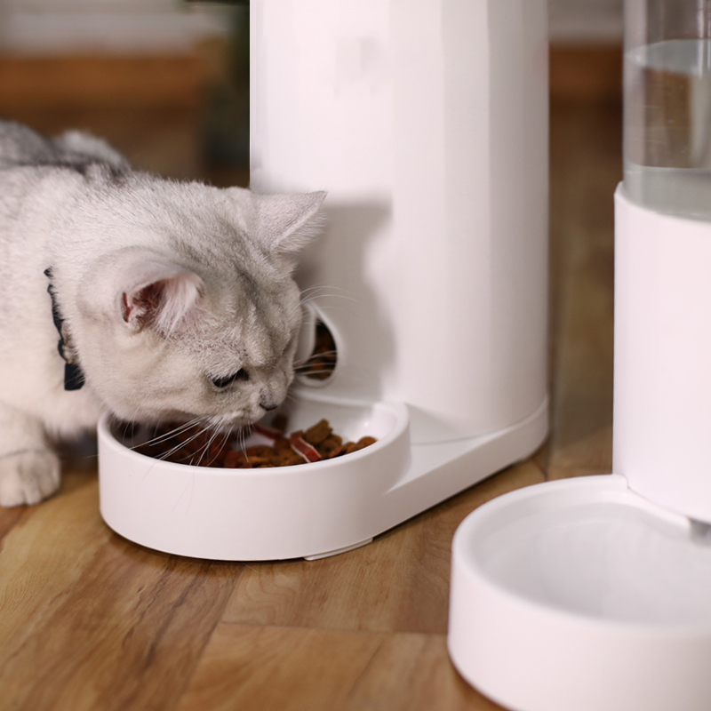 宠物猫咪喝水喂食器自动智能时光旧巷饮水机犬猫幼犬幼猫循环活水狗狗用品 饮水机+喂食器-不插电款