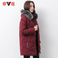 中长款连帽狐狸毛冬羽绒