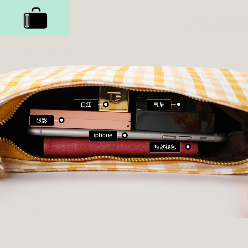 腋下包女法棍包格子链条包bm帆布小包ins韩版2020新款网红潮NEWLAKE高清大图