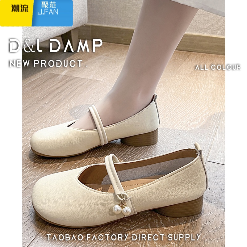 聚范平底单鞋女2024新款夏季鞋子奶奶鞋配裙子软底孕妇玛丽珍鞋夏粗跟高清大图