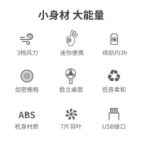 海纳斯(HANASS)迷你手持风扇H2 便携式手持迷你风扇usb充电可立桌面台扇大风力家用学生宿舍随身小风扇