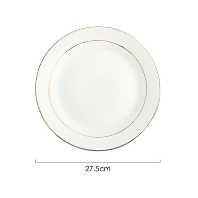 橙亿鸿 陶瓷平盘双金线菜碟盘子 11英寸/个