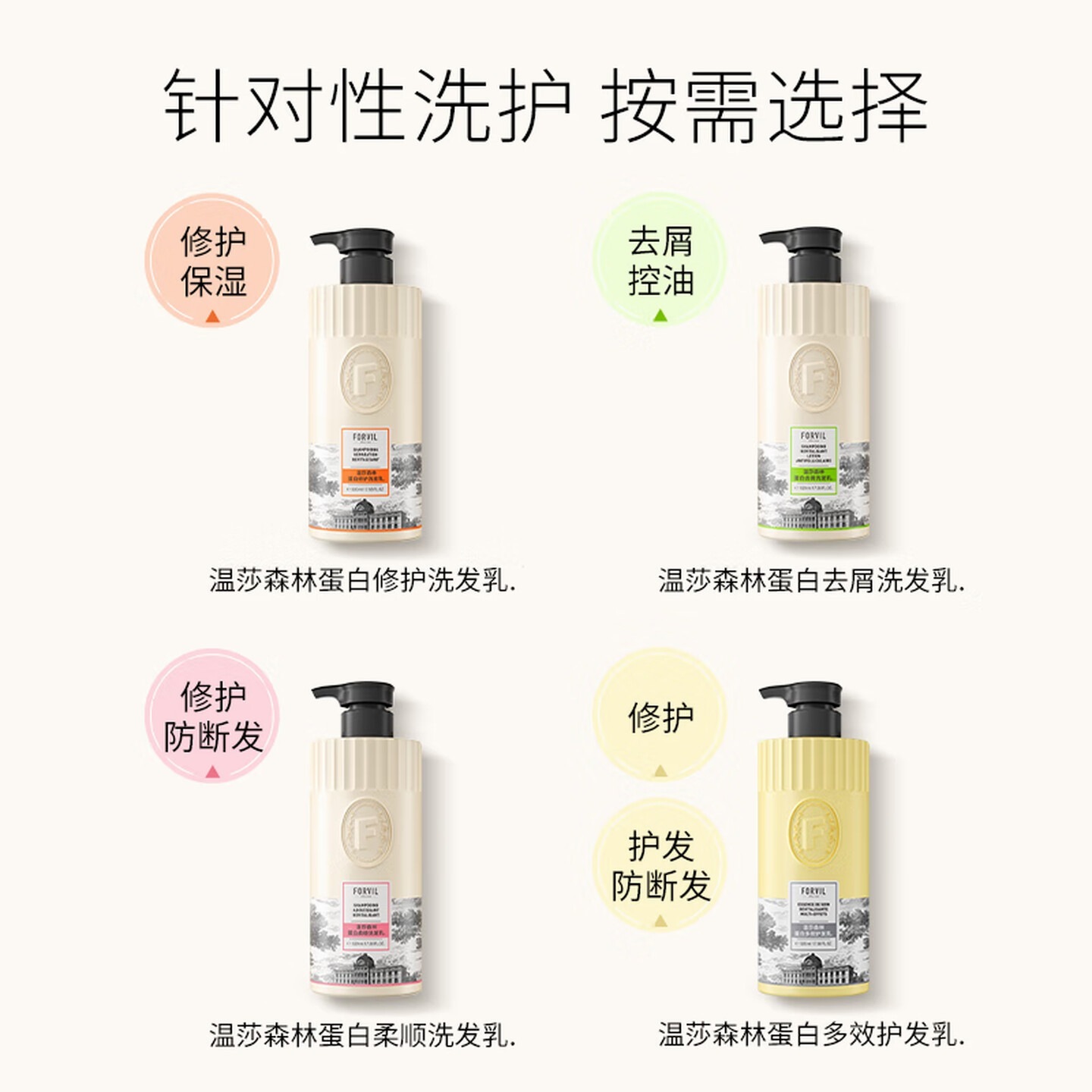 温莎森林 FORVIL蛋白洗发水无硅油修护洗发乳520ml高清大图