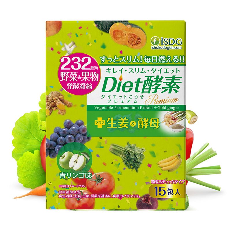 ISDG 日本进口diet酵素粉末孝素232种果蔬发酵 青苹果味 15支装