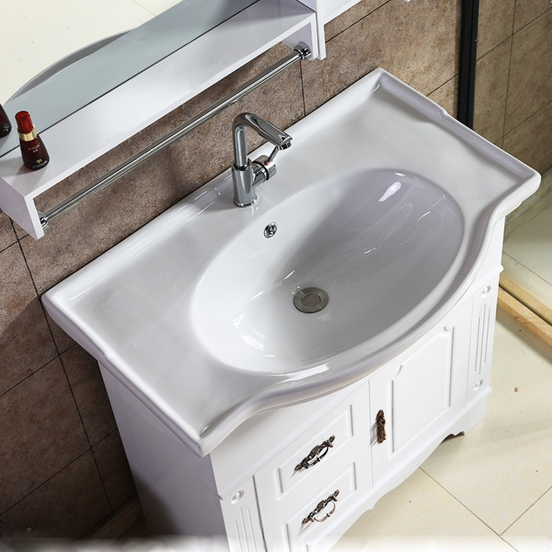 知渡洗脸盆柜组合落地式pvc洗漱台仿古洗手盆柜卫生间小户型