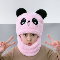 儿童帽子女童男童秋冬季帽子围脖一体可爱加厚保暖宝宝遮脸护耳帽 粉色 儿童款(3-10岁)