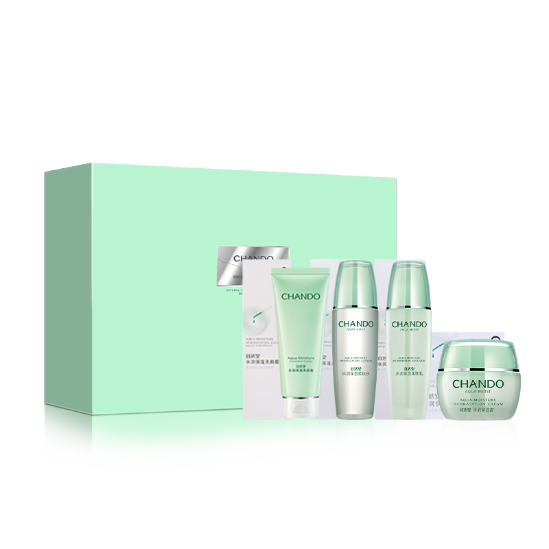 自然堂水润保湿四件套(洁水乳霜)洗颜霜100g+柔肤水135ml+柔肤乳100ml+保湿霜50g