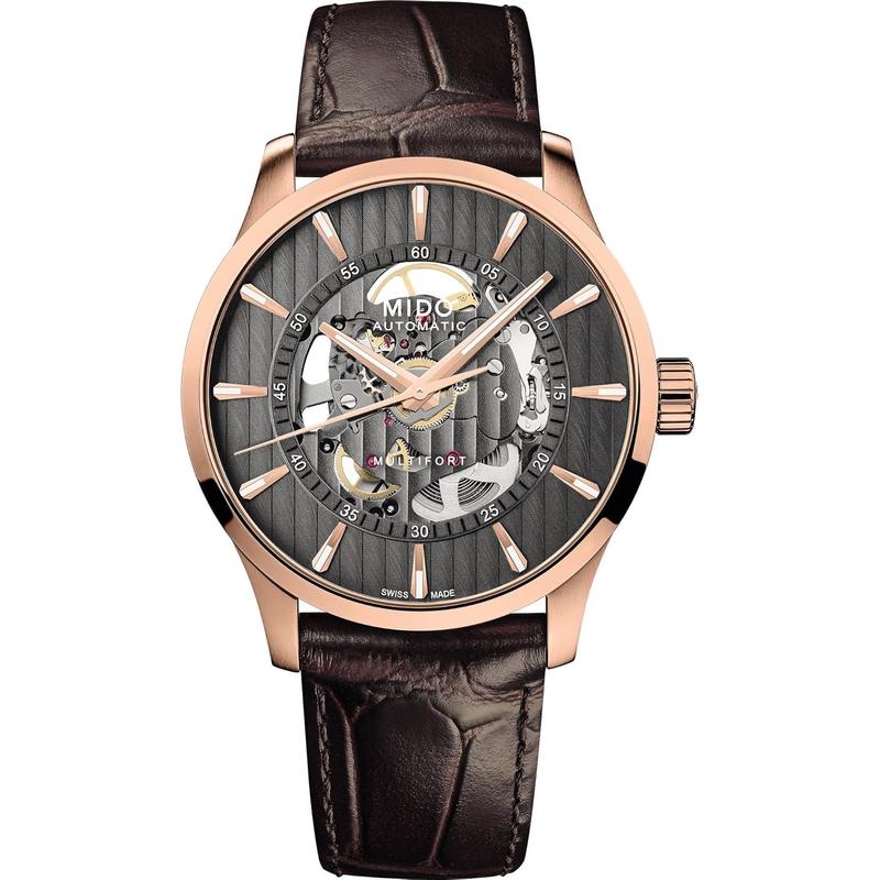 Mido瑞士男表 Multifort系列商务个性镂空圆盘皮带自动机械腕表 42mm高清大图